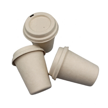 Environmentally Biodegradable Disposable Sugarcane Bagasse Coffee Drink Cup With Lid